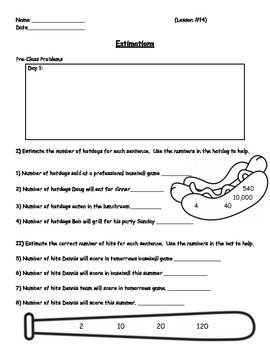 Preview of FREE - Basic Math Skills - Estimations Worksheet - FREE