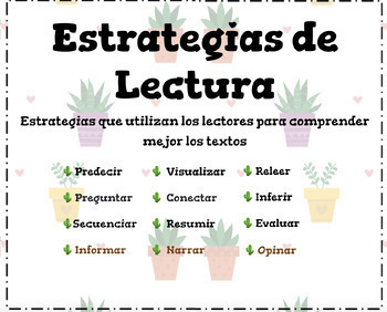 Preview of Estrategias de comprension cactus/succulent theme