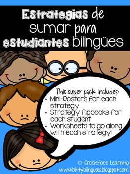 Preview of Estrategias de sumar – Addition Strategies for Bilingual Students – Spanish!
