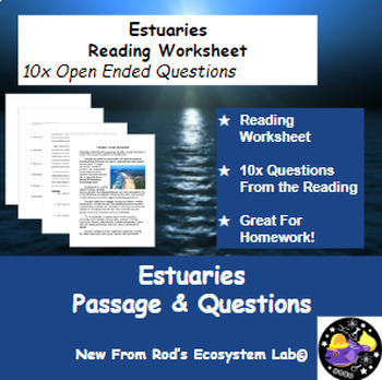 Preview of Estuaries Reading Worksheet **Editable**