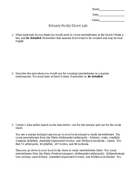 Preview of Estuary & Rocky Shore Lab