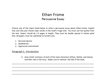 Ethan frome essay