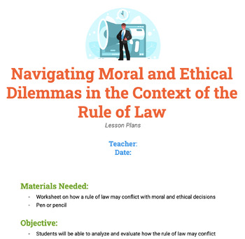 Preview of Ethical Dilemma vs. the Law Emergency Sub Lesson Plans with worksheet