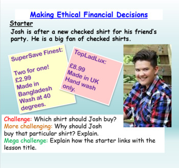 Preview of Ethical Finance - presentation and worksheets