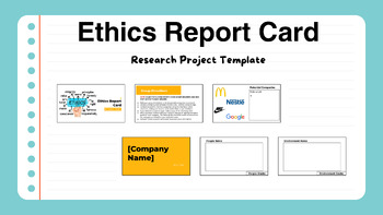 Preview of Ethics Report Card - Research Project Template