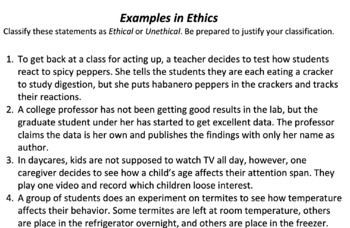 Preview of Ethics in Science: Class Discussion, Multi-Version Assessment & Lab Report