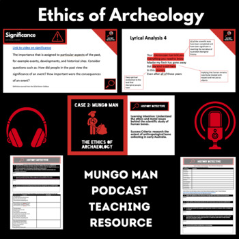 Preview of Ethics of Archaeology: Mungo Man Podcast Resources PPT and Worksheet