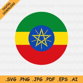 Ethiopia flag in different shape on transparent background PNG