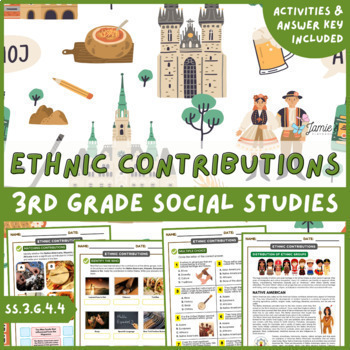 Preview of Ethnic Contributions to America Activity & Answer Key 3rd Grade Social Studies