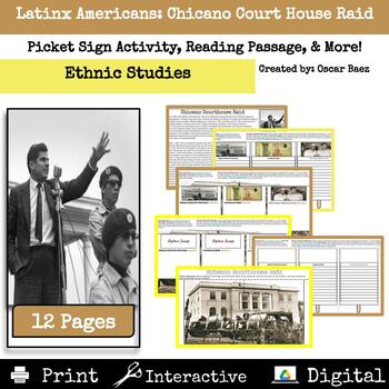Preview of Ethnic Studies: Chicano Courthouse Raid Picket Sign Activity, Reading Passage