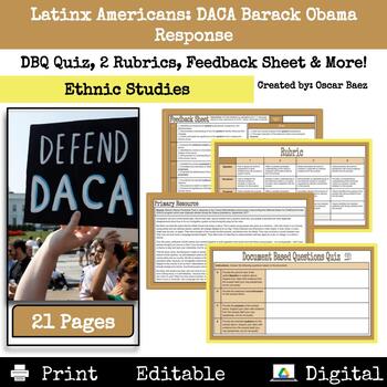 Preview of Ethnic Studies: DACA Barack Obama's Response Primary Source Analysis Quiz & More
