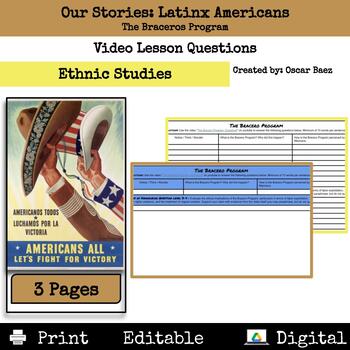 Preview of Ethnic Studies Latinx Americans: The Bracero Program Video Lesson Questions