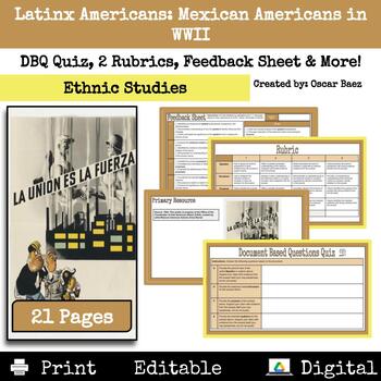Preview of Ethnic Studies: Mexican Americans in WWII Primary Source Analysis Quiz & More