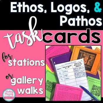 Preview of Ethos, Logos, Pathos Task Cards for Stations or Gallery Walks