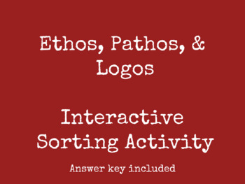 Preview of Ethos, Pathos, & Logos Interactive Sorting Activity
