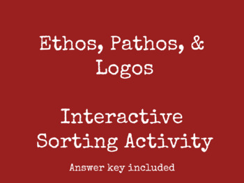 Ethos, Pathos, and Logos Rhetorical Appeals Sort : 50 Card Sorting Act –  Read Relevant