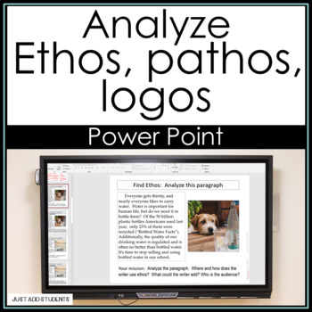 Preview of Ethos, Pathos, Logos PowerPoint for step-by-step persuasive analysis digital