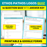 Ethos Pathos Logos Quiz, Test, Ethos Pathos Logos Workshee