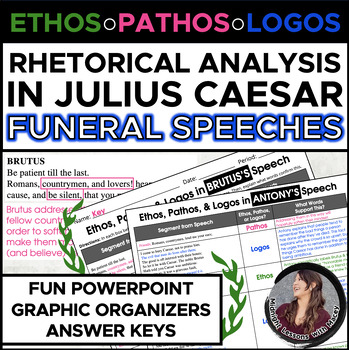 Preview of Ethos, Pathos, Logos Rhetorical Analysis of Funeral Speeches in Julius Caesar