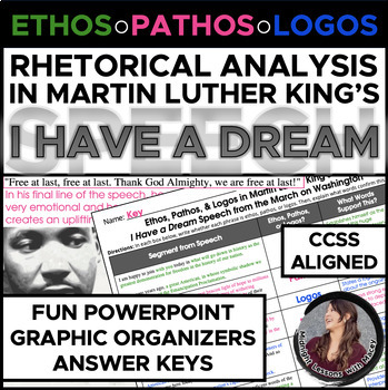 Preview of Ethos, Pathos, Logos Rhetorical Analysis of MLK's "I Have a Dream" Speech