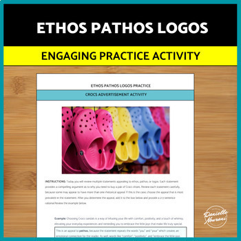 Preview of Ethos Pathos Logos Worksheet, Ethos Pathos Logos Fun Activities, Practice