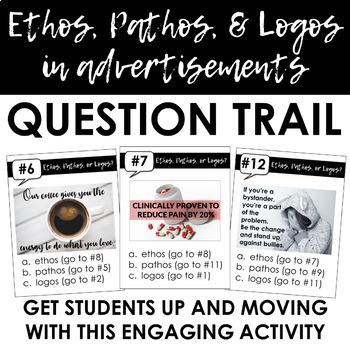Preview of Ethos, Pathos, & Logos in Advertisements Question Trail: Engaging Activity