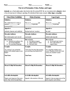 Ethos Pathos Logos Worksheets Teaching Resources Tpt