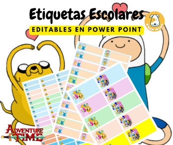 Preview of Etiquetas escolares temática Hora de Aventuras Cuadernos, lápices útiles Book