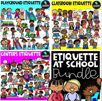 Preview of Etiquette At School Clip Art Bundle {Educlips Clipart}