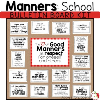 Manners Bulletin Board Kit (School) by Apples to Zippers | TpT