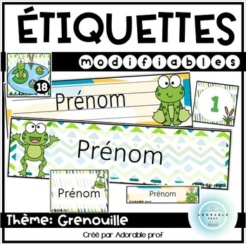 Preview of Étiquettes- grenouilles- modifiables--  Labels- frogs- editable