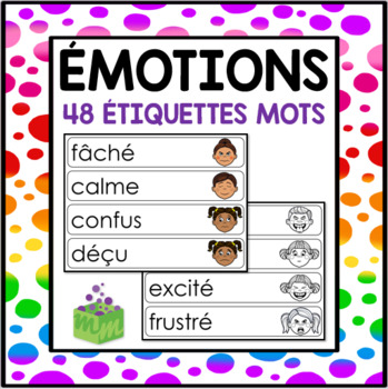Preview of Émotions étiquettes-mots- Emotions Word Wall FRENCH