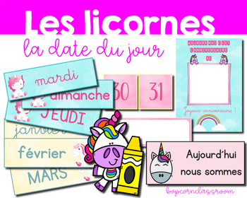 Preview of Étiquettes pour la date - Les licornes