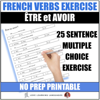 Preview of French Verbs Être and Avoir Worksheet Exercise - Present Tense Activity or Quiz