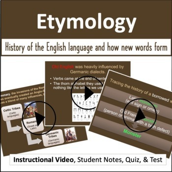 Preview of Etymology: Instructional Video, Student Notes, Quiz, & Test
