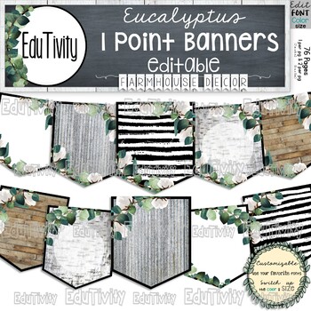 Eucalyptus Banners {Editable} Farmhouse Decor by EduTivity | TpT