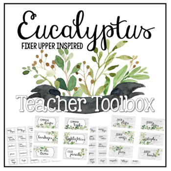 Preview of Eucalyptus & Green Leaf - Editable Teacher Toolbox