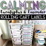 Eucalyptus Rolling Cart Classroom Labels - Editable Calmin