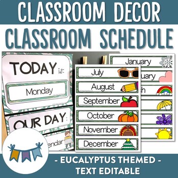 Eucalyptus Themed Classroom Schedule by Ridgy Didge Resources | TpT