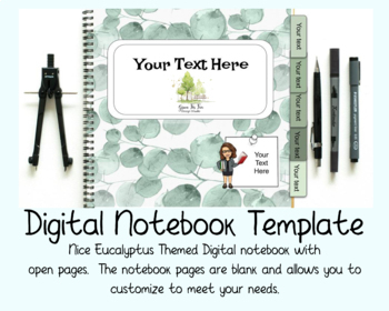 Preview of Eucalyptus Themed Digital Notebook Template | Create Your Own | Diverse