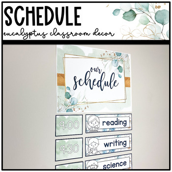 Preview of Eucalyptus and Gold Classroom Decor: Daily Schedule Cards | Editable