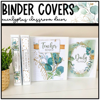 Preview of Eucalyptus and Gold Classroom Decor: EDITABLE BINDER COVERS