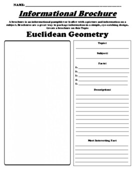 Preview of Euclidean Geometry "Informational Brochure" Worksheet & WebQuest