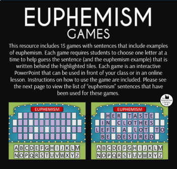 Euphemism Games Examples of Euphemism in Sentences 15 PowerPoint Games