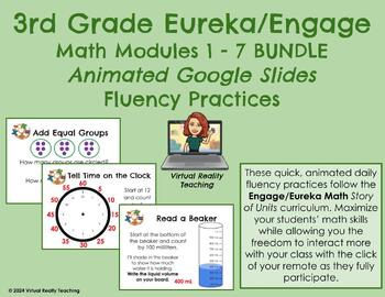 Preview of Eureka 3rd Grade/Engage Math Modules 1-7 Google Slides Fluency Practices BUNDLE