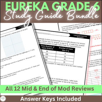 Preview of Eureka 6th Grade Mid Module & End of Module 1-6 Study Guide or Review BUNDLE