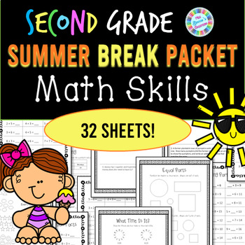 Preview of 2nd Grade Summer Break Math Packet / Summer School Math Packet / Math Review