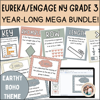 Preview of Eureka/Engage NY Grade 3 Year-Long Math Visual MEGA BUNDLE! | Earthy Boho Theme