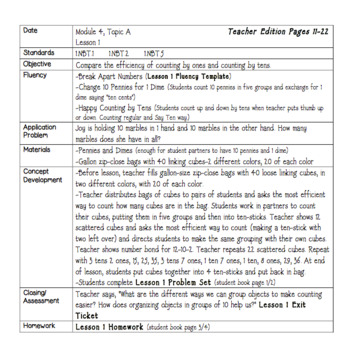 Eureka Math Lesson Plans First Grade Module 4 | TpT