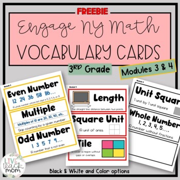 Preview of Math Word Wall 3rd grade MODULES 3 and 4 [Aligned to Eureka/ Engage NY]